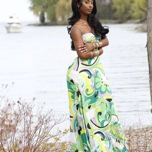 Green and Purple Maxi Dress